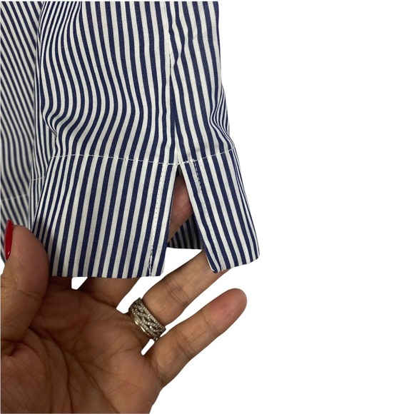 Jcrew one shoulder ruffle top blouse stripe blue and white Size 16 NWT - Picture 6 of 11